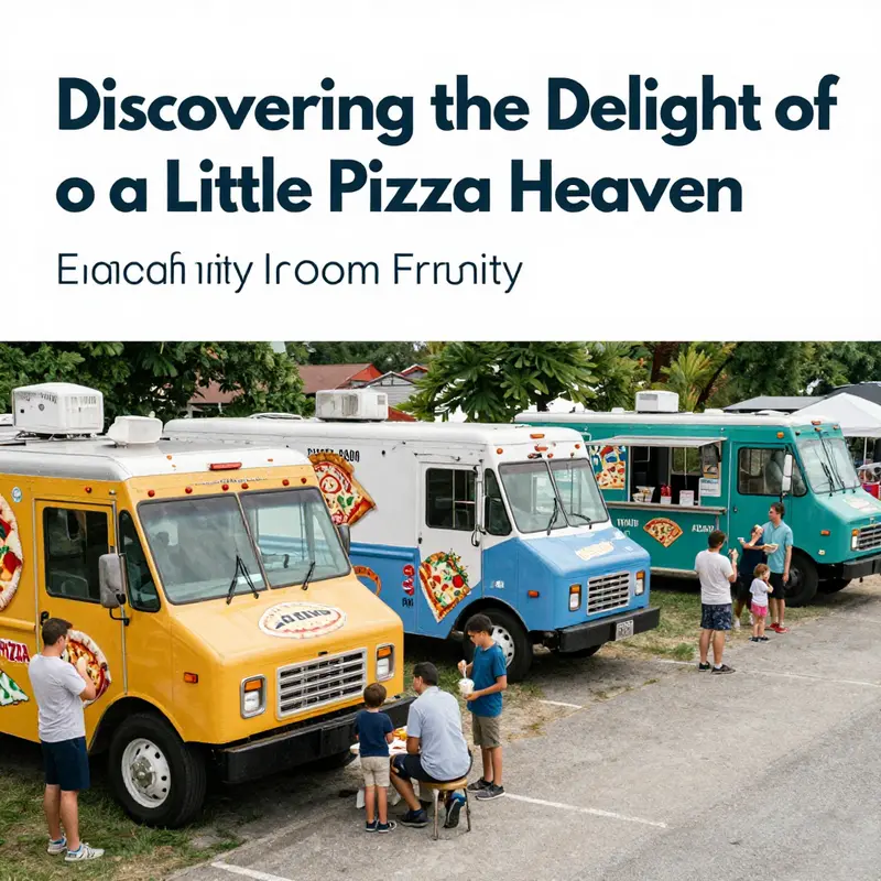 A lively scene capturing the essence of ‘A Little Pizza Heaven Food Truck’ amidst fans of delicious pizza.