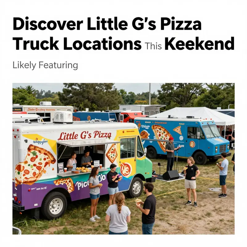 Little G’s Pizza Truck servicing customers in a vibrant city scene, showcasing its availability this weekend.