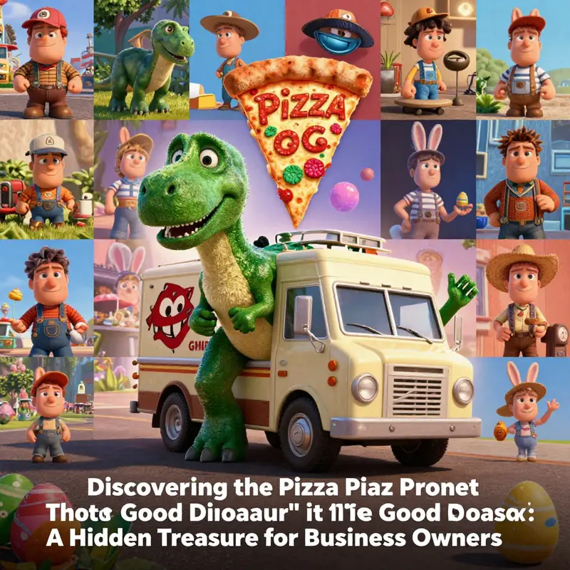 The Pizza Planet Truck subtly integrated into a stunning wilderness backdrop in *The Good Dinosaur*.