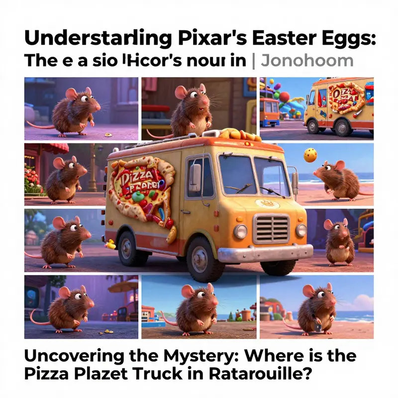 The Pizza Planet Truck against a vibrant Paris, highlighting its absence in Ratatouille.