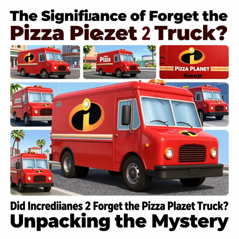 A dynamic moment in Incredibles 2 where the Pizza Planet truck plays a critical role in advancing the plot.