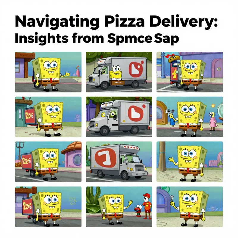 SpongeBob in full delivery spirit, ready to serve with enthusiasm.