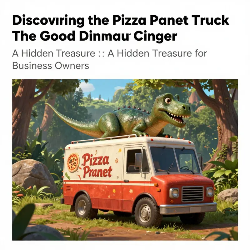 The Pizza Planet Truck subtly integrated into a stunning wilderness backdrop in *The Good Dinosaur*.