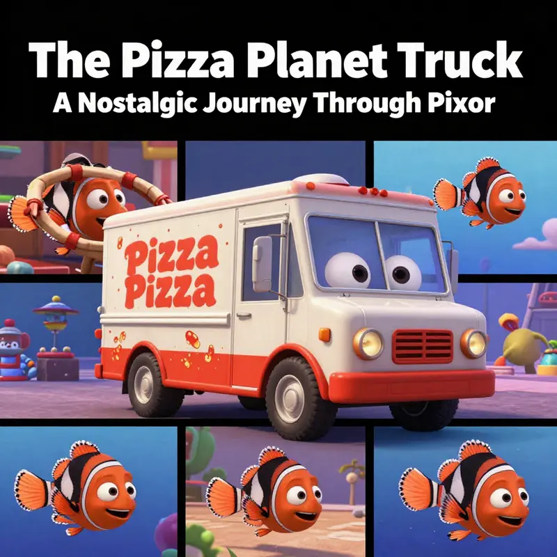 The Pizza Planet Truck featured in key Pixar movies, showcasing its status as a beloved Easter egg.