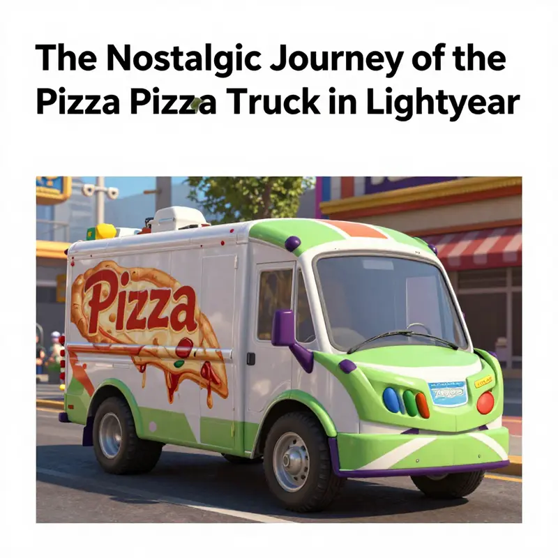 The Pizza Planet truck, a pivotal Easter egg in Lightyear, symbolizing brand cohesion.