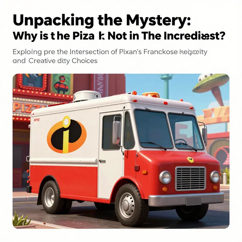 A vivid illustration of the Pizza Planet Truck in front of a cinema, encapsulating Pixar's rich cinematic universe.