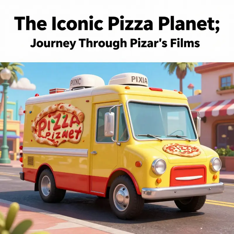 A captivating image of the Pizza Planet Truck in a colorful, Pixar-inspired setting, evoking feelings of nostalgia.