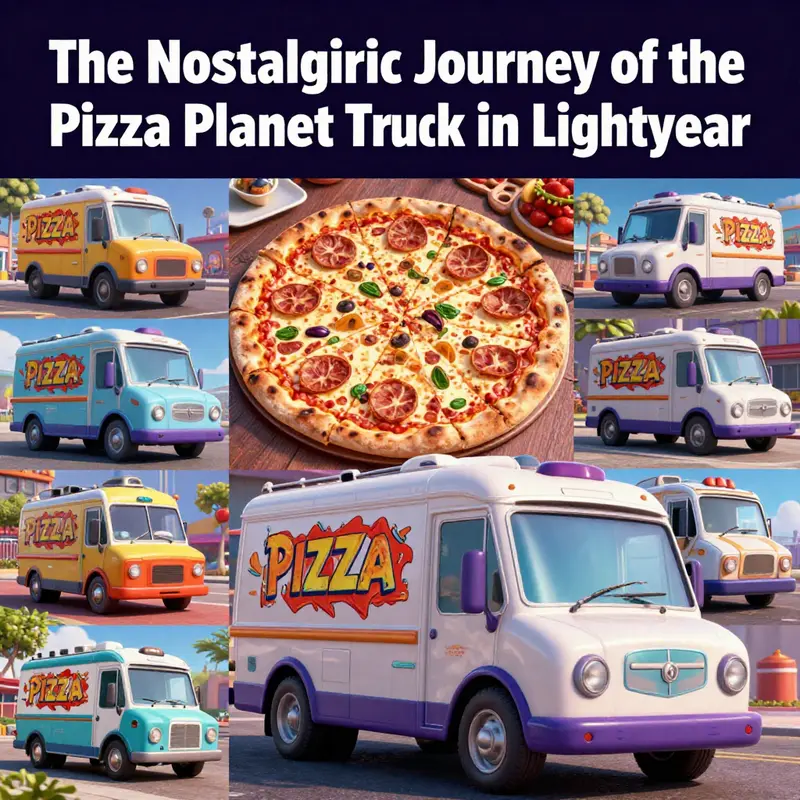 The Pizza Planet truck, a pivotal Easter egg in Lightyear, symbolizing brand cohesion.