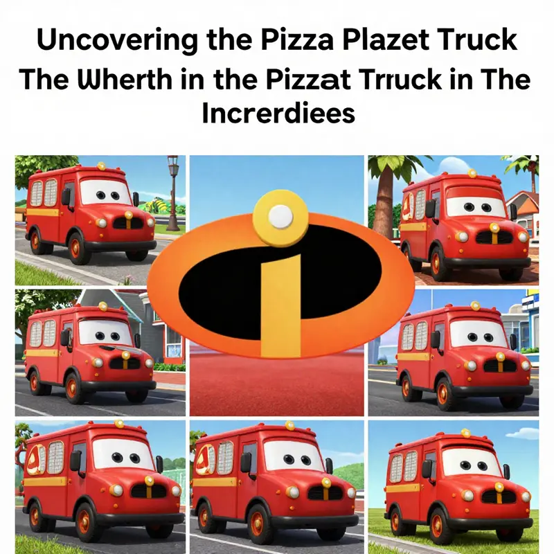 Mr. Incredible’s journey highlighted by the Pizza Planet Truck, blending seamlessly into the scene.