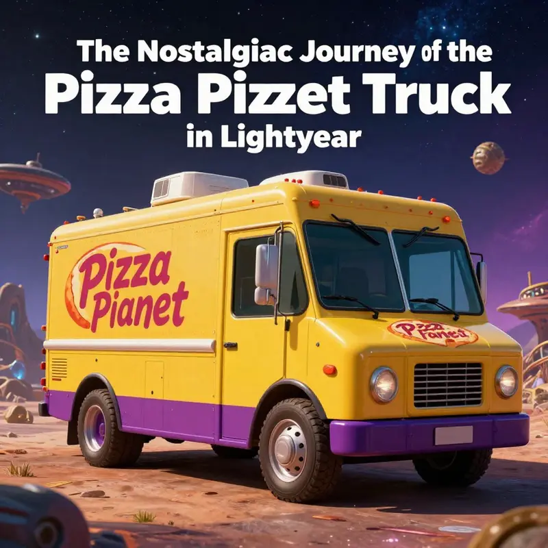 The Pizza Planet truck, a pivotal Easter egg in Lightyear, symbolizing brand cohesion.
