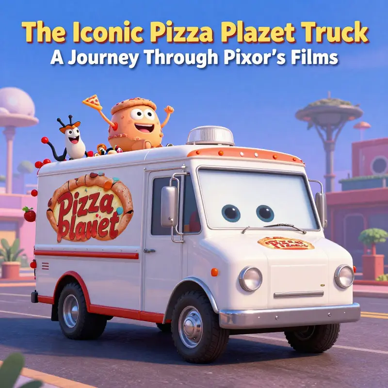 The Pizza Planet Truck showcased in notable Pixar films, highlighting its versatility in design and integration.