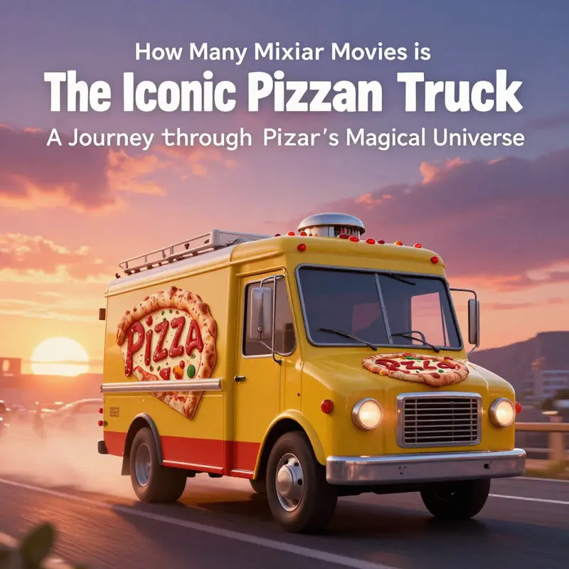 A collage showcasing the Pizza Planet Truck appearing in various Pixar films, emphasizing its recurring role.