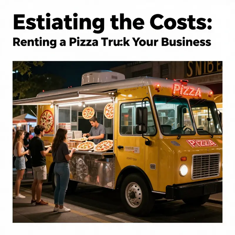 A colorful pizza truck serving food at a vibrant city event at night, showcasing the appeal of mobile pizza businesses.