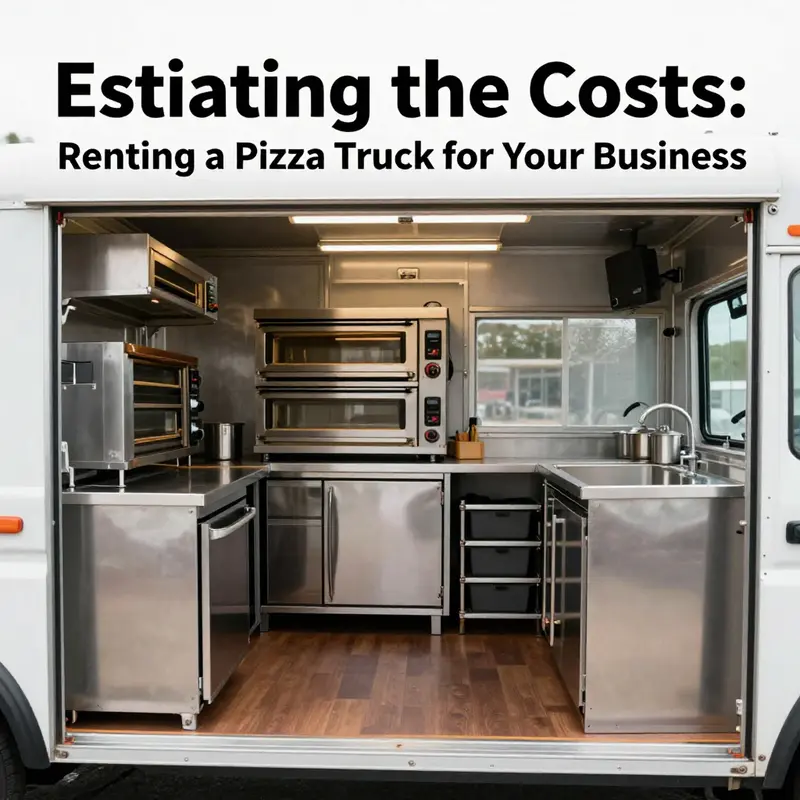The lively scene of a pizza truck at a festival, representing the rental pricing landscape.