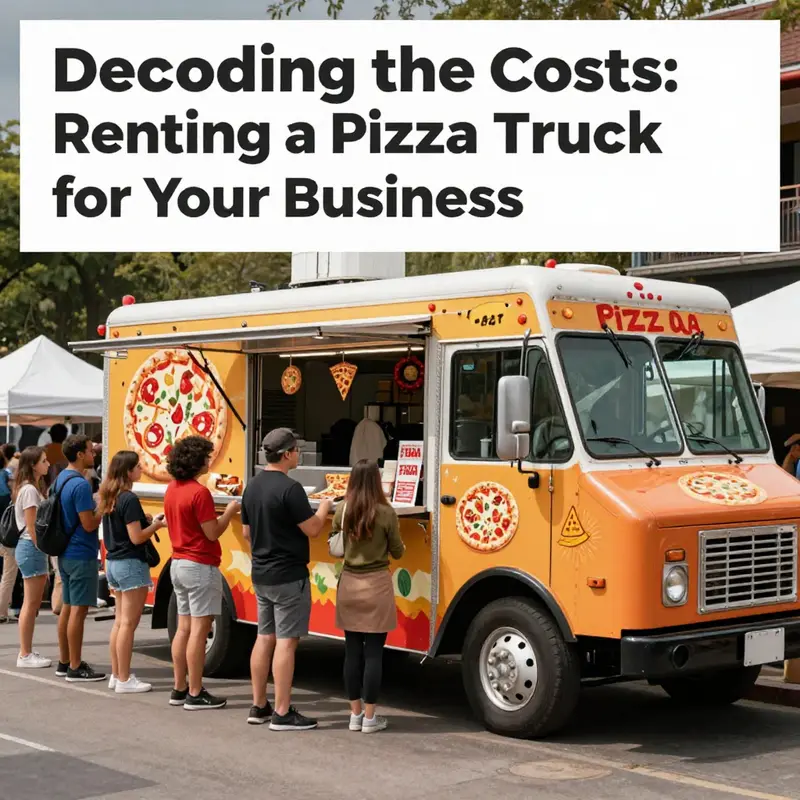 A pizza truck actively serving customers at a busy food event, showcasing the excitement of mobile food service.