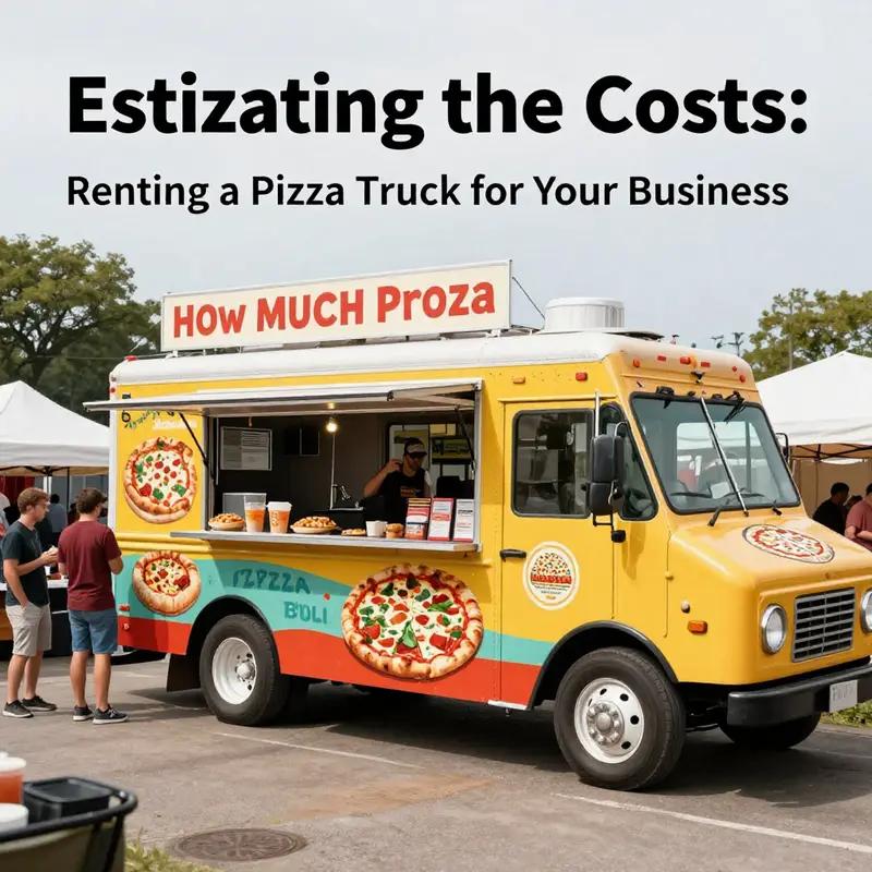 The lively scene of a pizza truck at a festival, representing the rental pricing landscape.