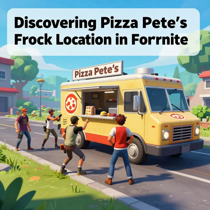 The precise location of Pizza Pete’s Food Truck, an essential landmark in Fortnite.