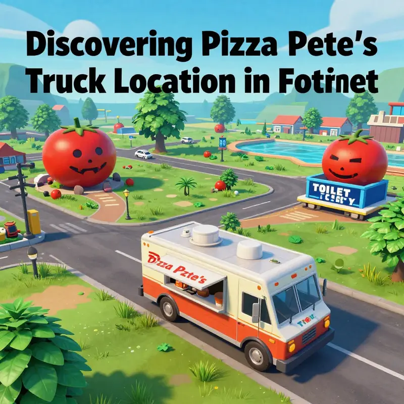 The precise location of Pizza Pete’s Food Truck, an essential landmark in Fortnite.