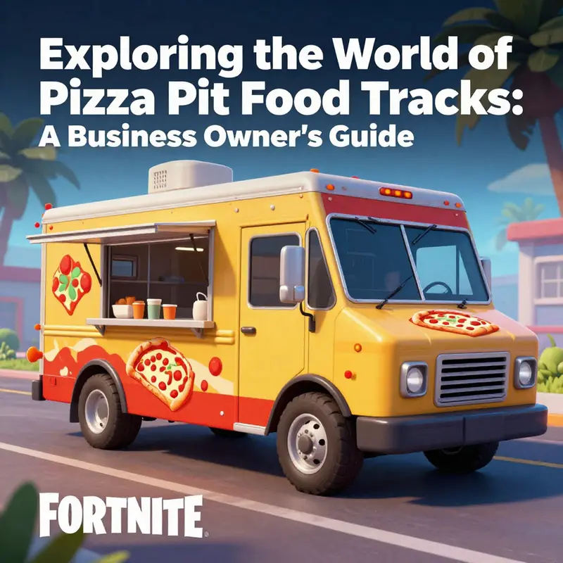 A colorful depiction of the Pizza Pit food truck as imagined in Fortnite.