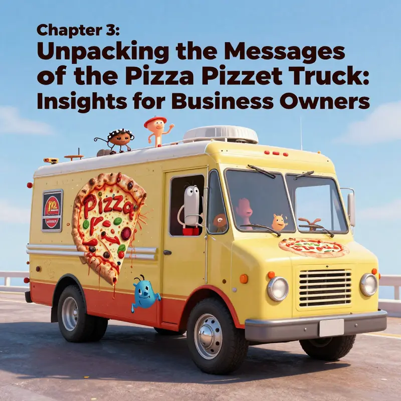 Detailed view of the back of the Pizza Planet Truck, emphasizing its iconic logo and design elements.
