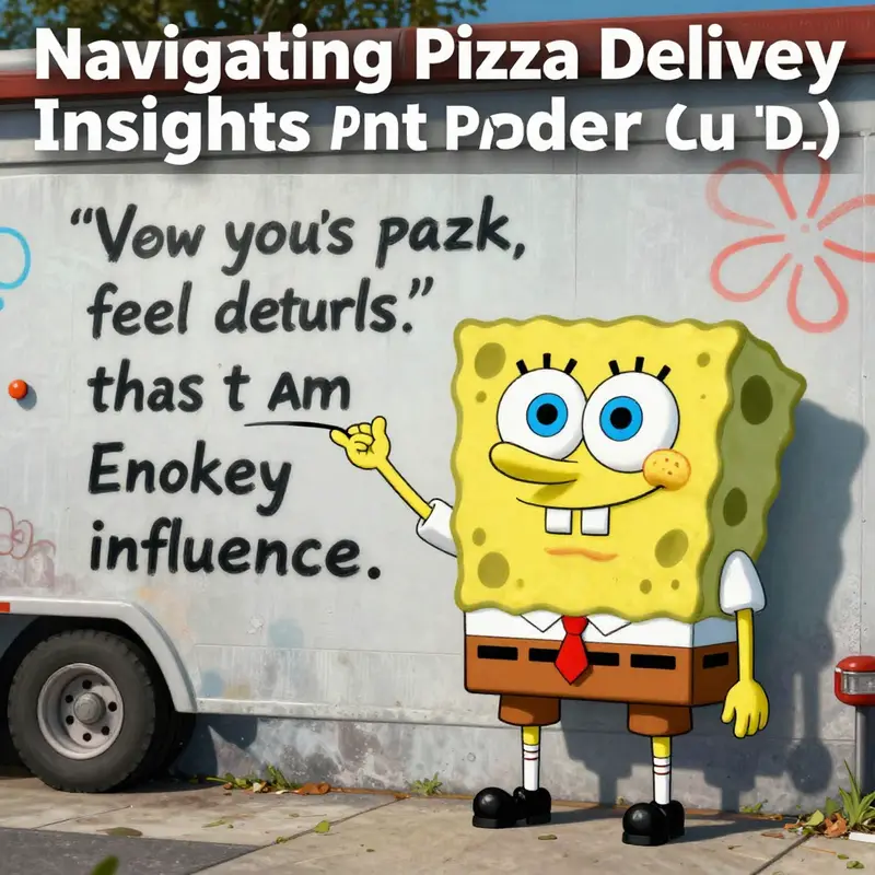 SpongeBob in full delivery spirit, ready to serve with enthusiasm.