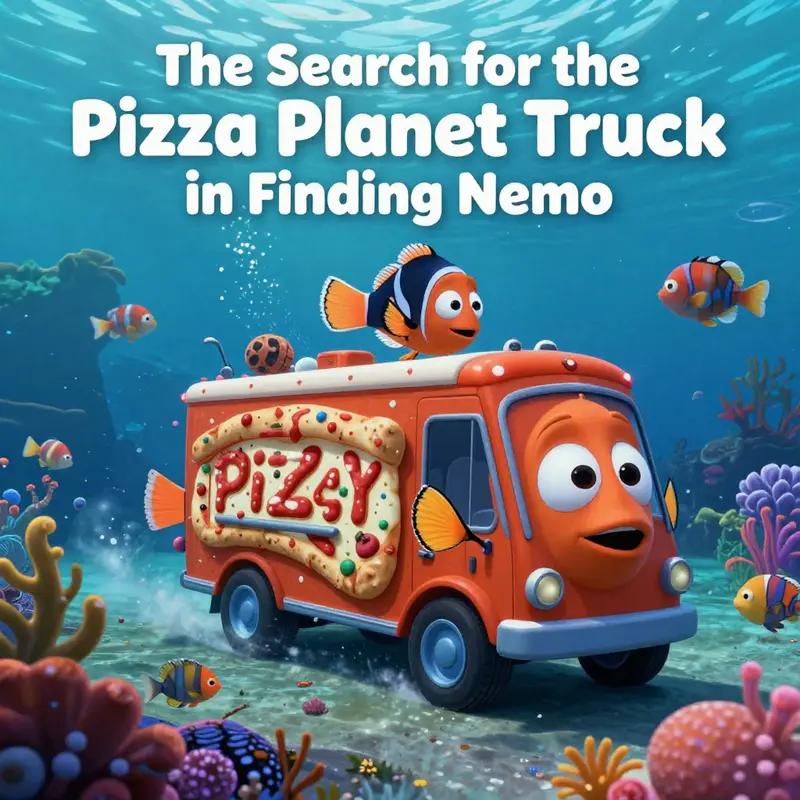 The colorful underwater world of Finding Nemo, highlighting what fans were looking for but did not find: the Pizza Planet Truck.