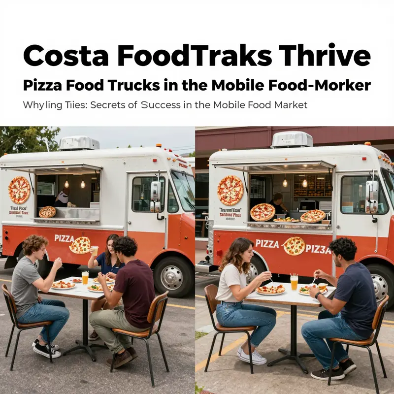 A busy pizza food truck scene reflecting high demand and profitability.