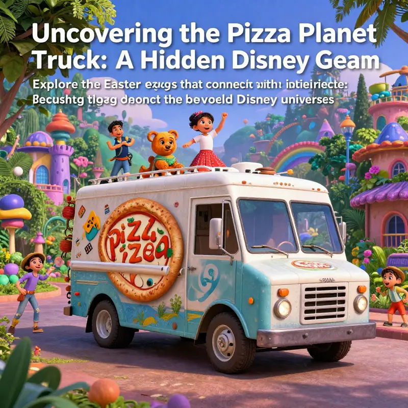 A colorful representation of the Pizza Planet Truck in Encanto's vibrant village.