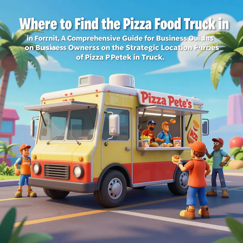 Colorful scene of Pizza Food Truck in Fortnite with players enjoying the game.