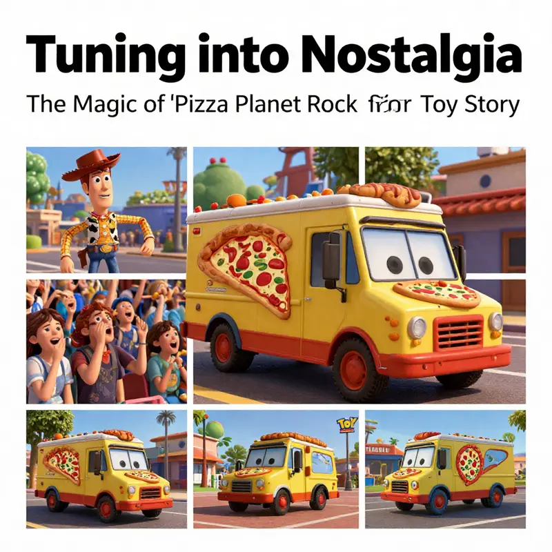 Woody and Buzz’s adventure in the Pizza Planet truck, fueled by upbeat music.