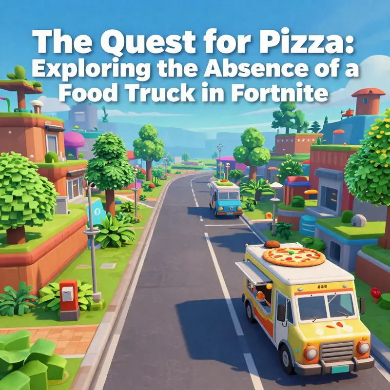 Exploring the empty Fortnite streets where a pizza food truck is noticeably missing.
