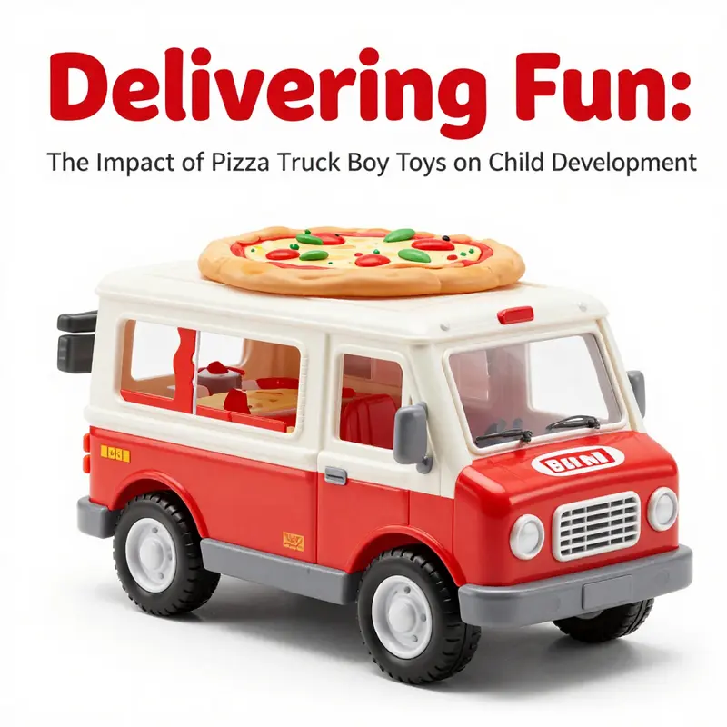 Children’s learning and development through play with pizza truck boy toys.