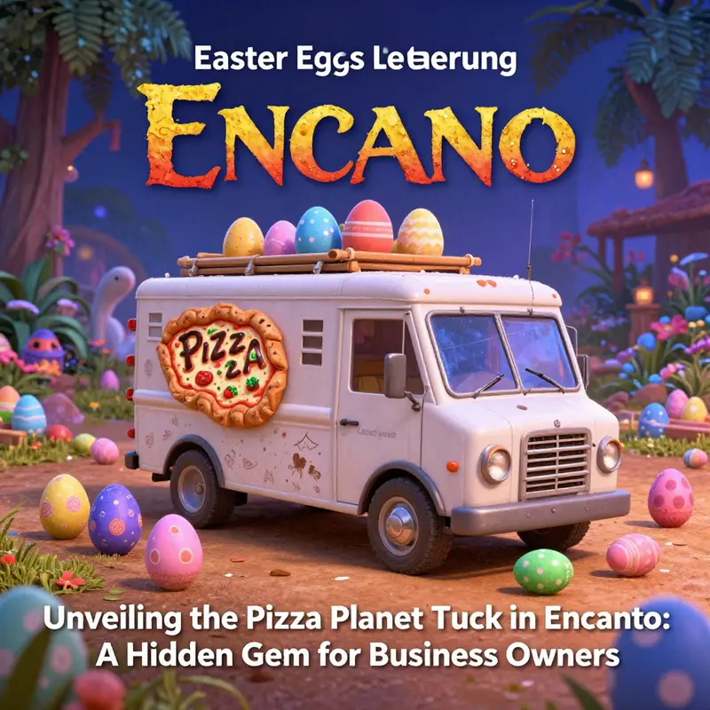 The whimsical Pizza Planet Truck as discovered in *Encanto*, perfectly blending with the aesthetics of Element City.