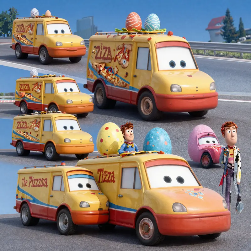 The Ice Palace in Frozen, where the Pizza Planet truck is notably absent.