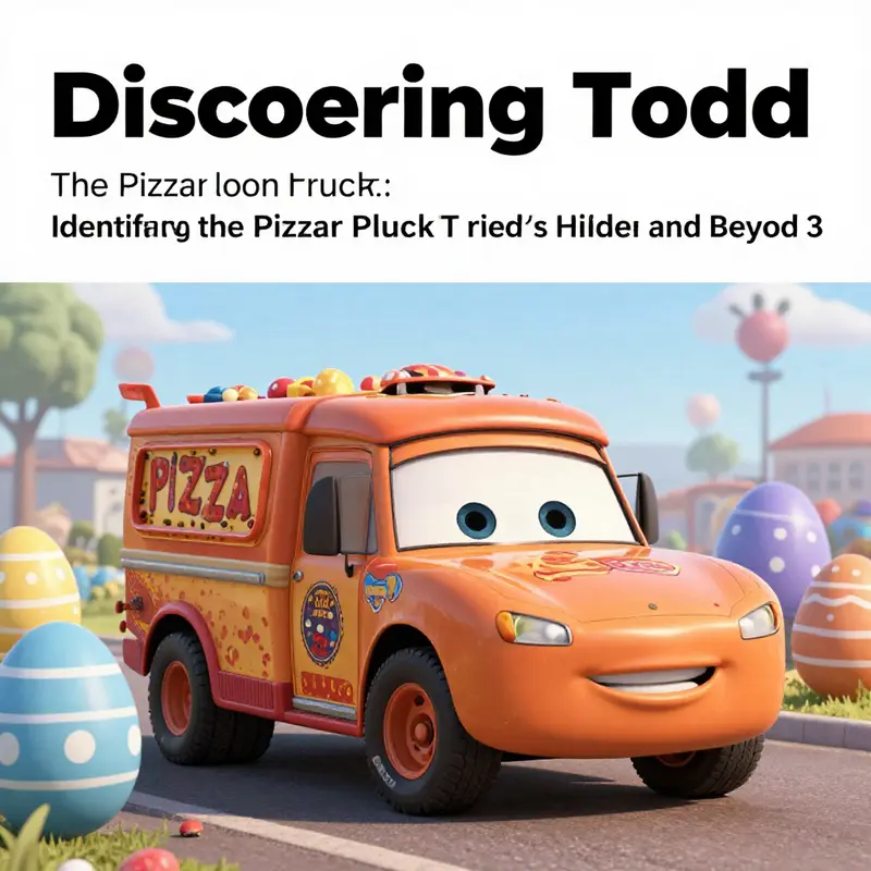 The Pizza Planet Truck, Todd, positioned amidst the racing action in Cars 3.