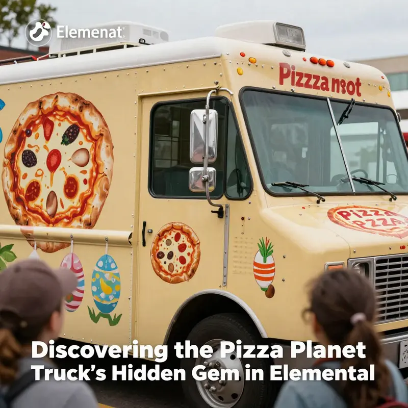 The iconic Pizza Planet Truck making a special appearance in Elemental.
