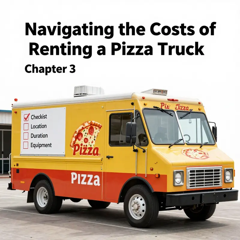 A lively market overview illustrating the presence of pizza trucks among various food vendors.