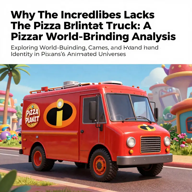 Pizza Planet truck with a colorful Pixar backdrop, evoking nostalgic recognition.