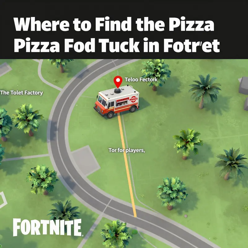Map showcasing the strategic location of Pizza Pete’s Food Truck in Fortnite.