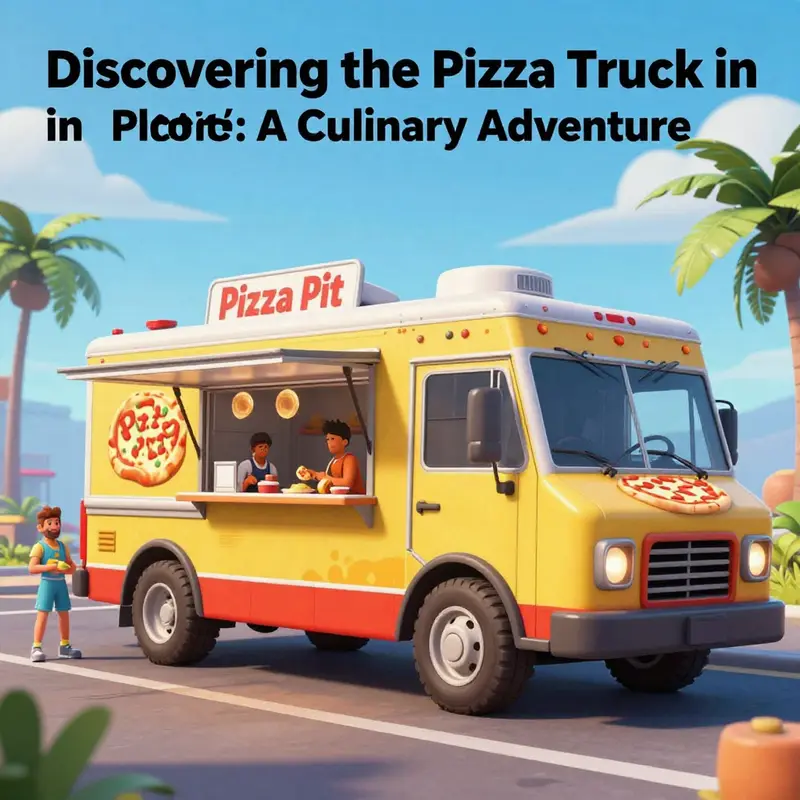 Pizza Pit food truck in Fortnite with players interacting and enjoying the game atmosphere.