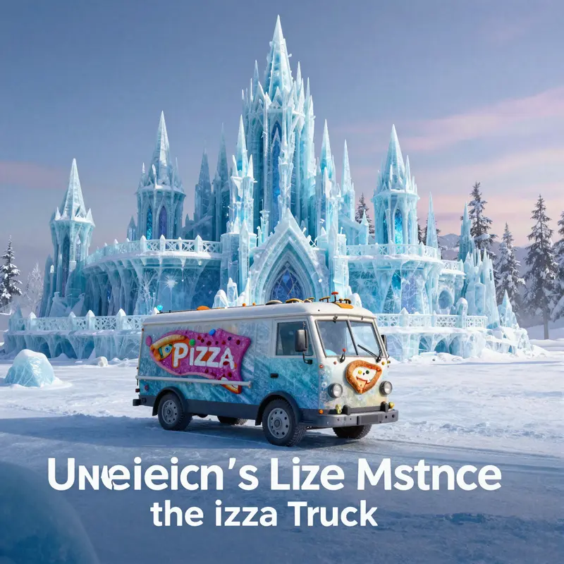 The Ice Palace in Frozen, where the Pizza Planet truck is notably absent.