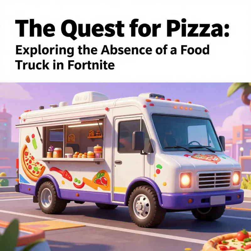 Exploring the empty Fortnite streets where a pizza food truck is noticeably missing.