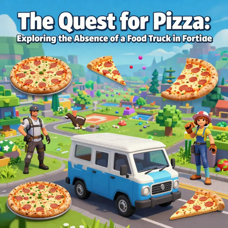 Exploring the empty Fortnite streets where a pizza food truck is noticeably missing.