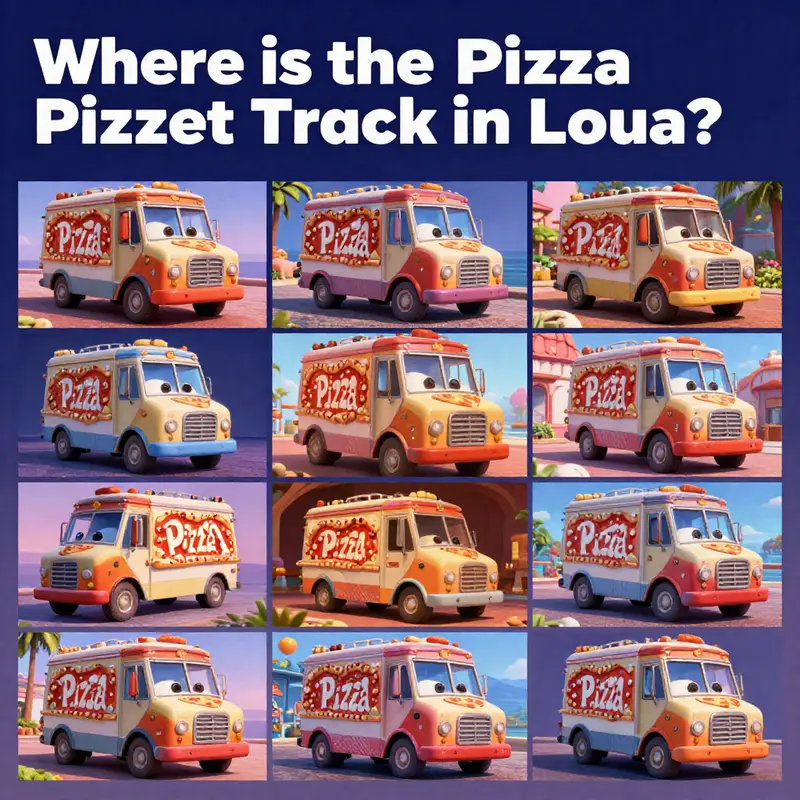 The charming streets of Luca, devoid of the iconic Pizza Planet Truck, reflect the film’s unique aesthetic.