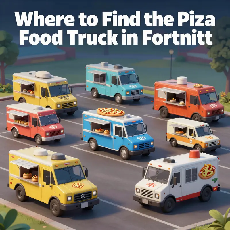 Map showcasing the strategic location of Pizza Pete’s Food Truck in Fortnite.