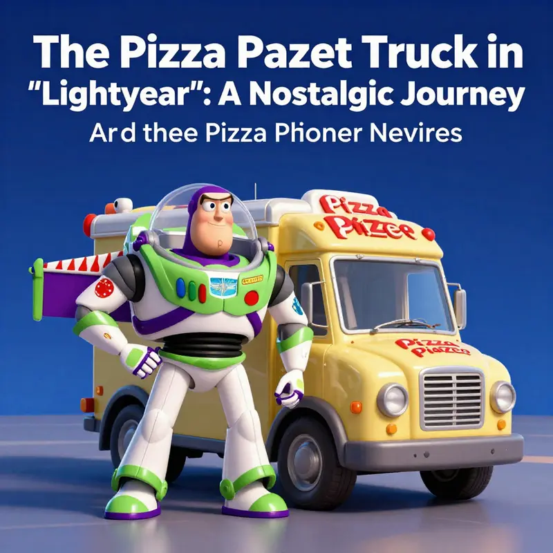 The Pizza Planet Truck prominently featured in a busy intergalactic setting in *Lightyear*.