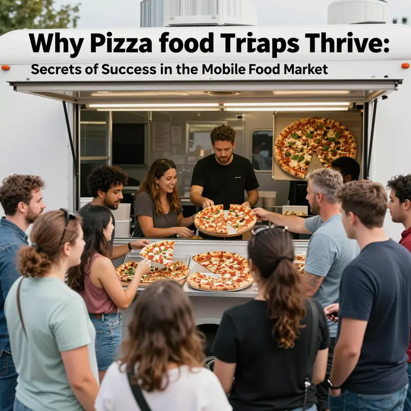 A busy pizza food truck scene reflecting high demand and profitability.