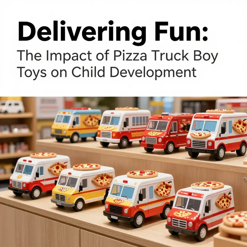 Children’s learning and development through play with pizza truck boy toys.