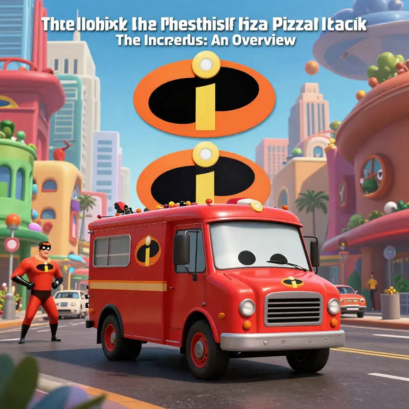 A scene from The Incredibles highlighting the vibrancy of the city while the absence of the Pizza Planet Truck becomes evident.