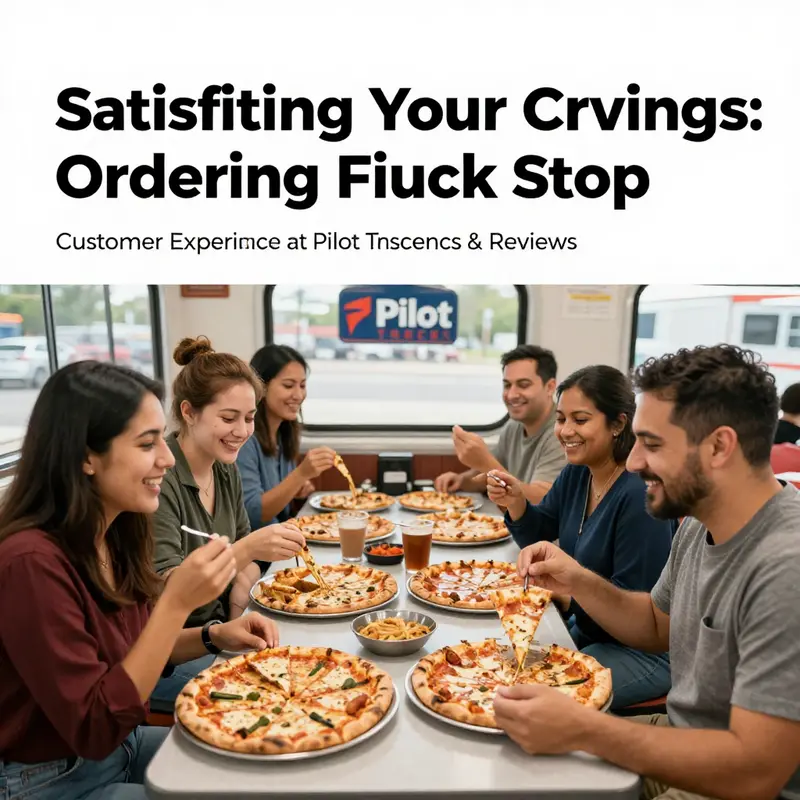 A vibrant scene at a Pilot Truck Stop, highlighting the accessibility and inviting atmosphere for pizza lovers.